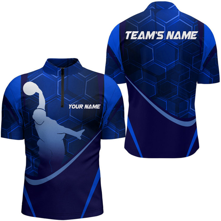 Custom Multi Color Hive Bowling Shirt for Men Bowling Jersey Bowling Team League Quarter-Zip Shirt