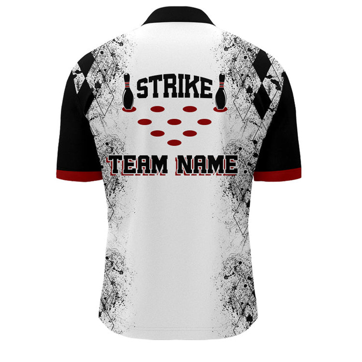 Custom Personalized Bowling Quarter-Zip Shirt for Men Strike Bowling Jersey Team White Bowling Shirt