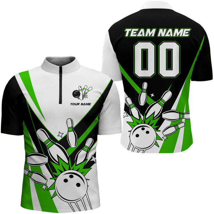 Custom Multi Color Bowling Quarter-Zip Shirt for Men Custom Name Number Bowling Team Shirt Bowlers Jersey