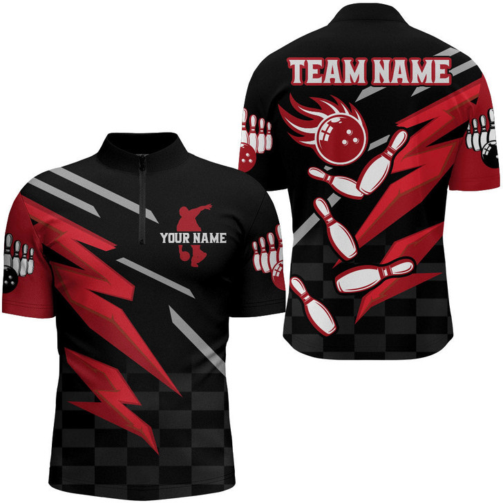 Custom Bowling Quarter-Zip Shirt For Men Custom Bowling Jersey Team League Bowling Shirts, Multi Color Bowling Jersey