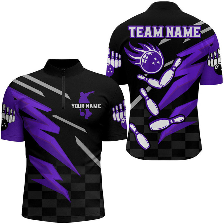 Custom Bowling Quarter-Zip Shirt For Men Custom Bowling Jersey Team League Bowling Shirts, Multi Color Bowling Jersey