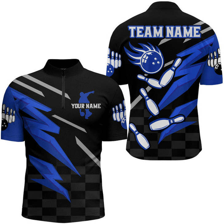 Custom Bowling Quarter-Zip Shirt For Men Custom Bowling Jersey Team League Bowling Shirts, Multi Color Bowling Jersey