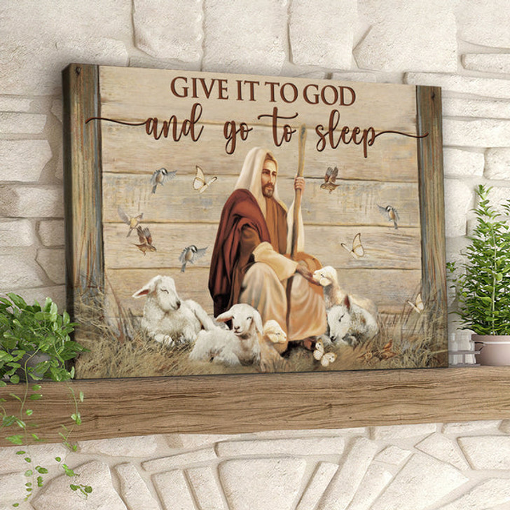 Lamb - Give It To God And Go To Sleep - Jesus Pictures - Christian Canvas Prints - Faith Canvas - Bible Verse Canvas - Ciaocustom