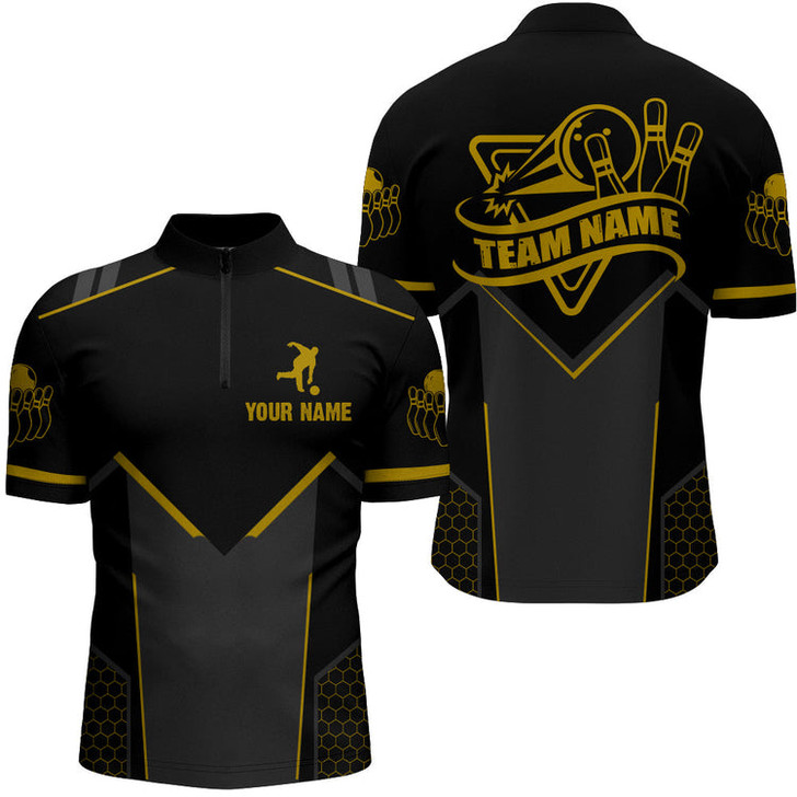 Custom Bowling Jersey For Men Custom Multi Color Bowling Quarter-Zip Shirt Team Bowlers Short Sleeve