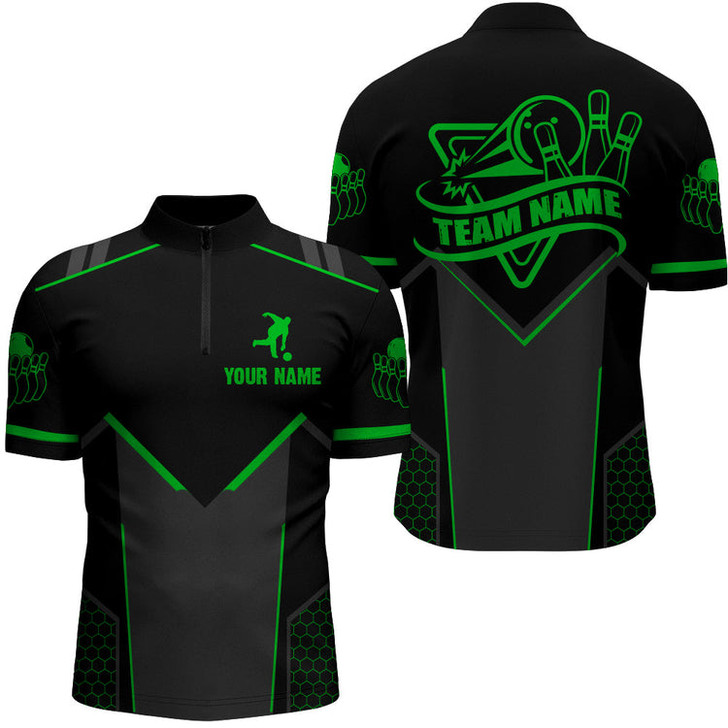 Custom Bowling Jersey For Men Custom Multi Color Bowling Quarter-Zip Shirt Team Bowlers Short Sleeve
