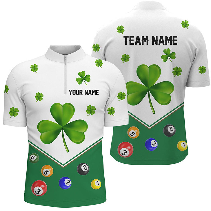 Custom St Patrick Day Ireland Flag Custom Men Billiard 3D Jersey Shirt Lucky Green Clover