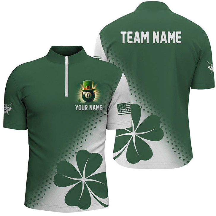 Custom St Patrick Day Ireland Flag Custom Men Billiard 3D Jersey Shirt Lucky Green Clover
