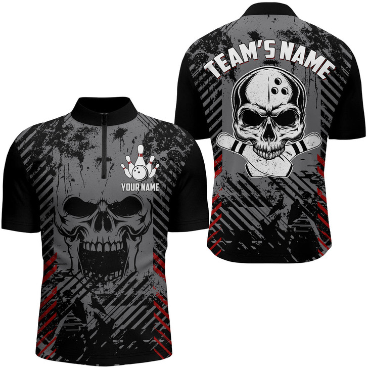 Custom Personalized Skull Bowling Shirt for Men Custom Team's Name Bowling Jersey Shirt, Skull Bowling Jersey