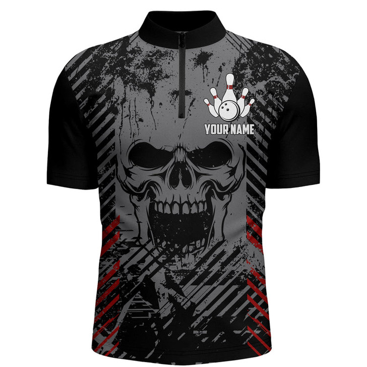 Custom Personalized Skull Bowling Shirt for Men Custom Team's Name Bowling Jersey Shirt, Skull Bowling Jersey