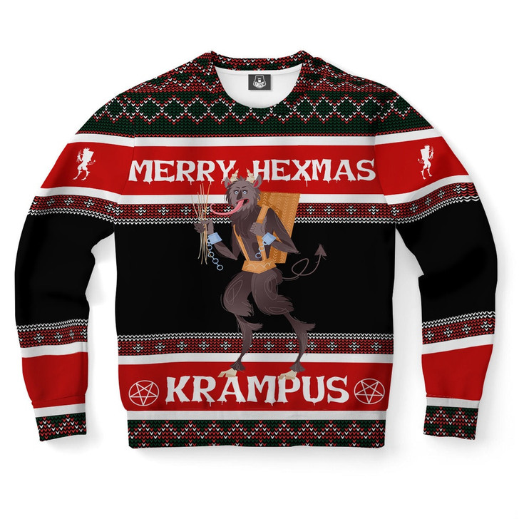 FUNSTUFFPRINT Merry Hexmas Krampus Ugly Christmas Sweater, Christmas Sweater, Ugly Sweater, Funny Xmas Sweaters Ugly  Sweater