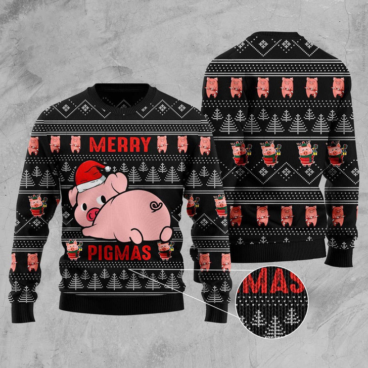 FUNSTUFFPRINT Merry Pigmas Ugly Christmas Sweater, Christmas Sweater, Ugly Sweater, Funny Xmas Sweaters Ugly  Sweater