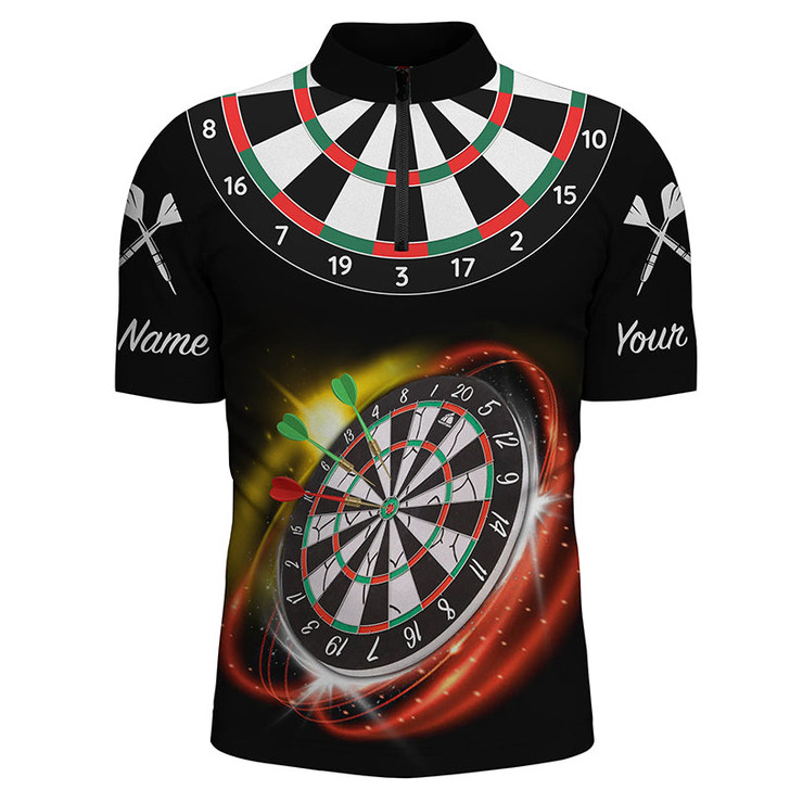 Custom Personalized Red Black Mens Darts Quarter-Zip Shirt Custom Name Cool Darts Jersey For Men