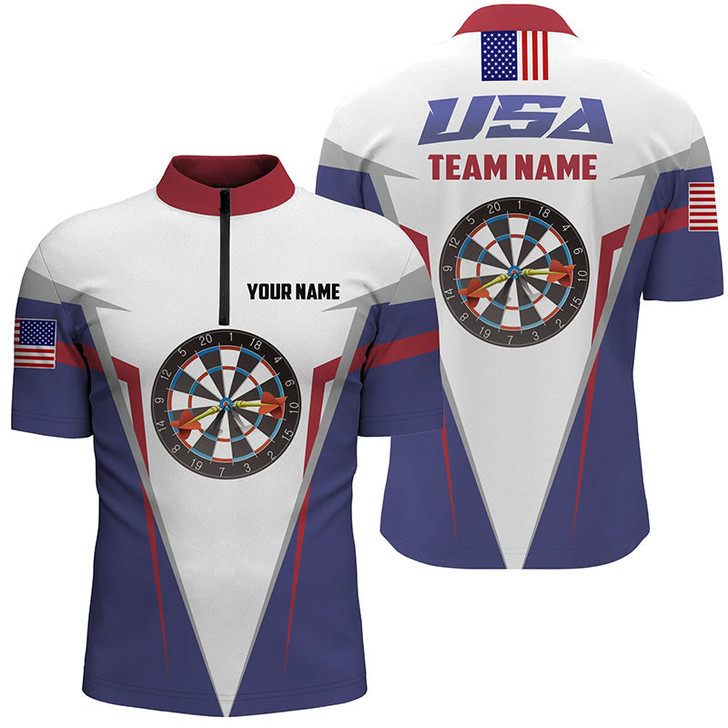 Custom American Flag Darts Quarter Zip Shirt Custom Us Patriotic Darts Shirts For Men Dart Jersey