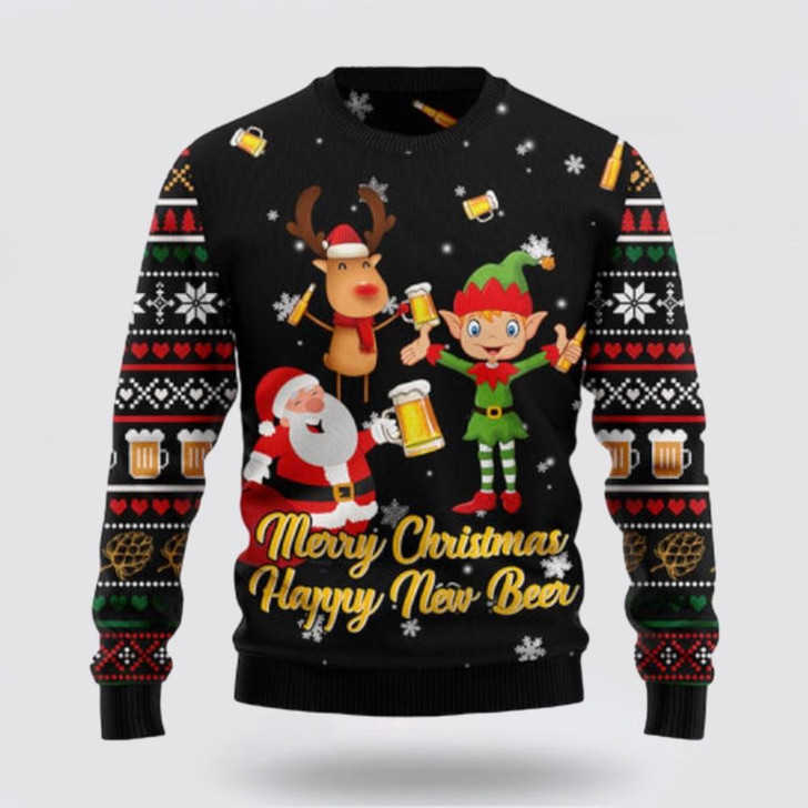 FUNSTUFFPRINT Santa Claus Sweater, Santa Claus Happy Ugly Sweater, Funny Santa Sweaters, Santa Claus Outfit History Ugly  Sweater