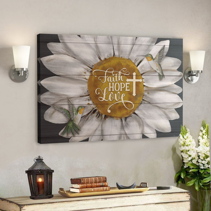 Bible Verse Wall Art Canvas - Green Hummingbird - Faith Love Hope Canvas - Ciaocustom