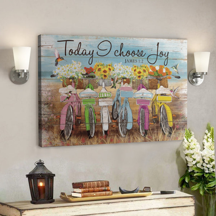 Bible Verse Wall Art Canvas - Bicycle - Today I Choose Joy Canvas - Ciaocustom