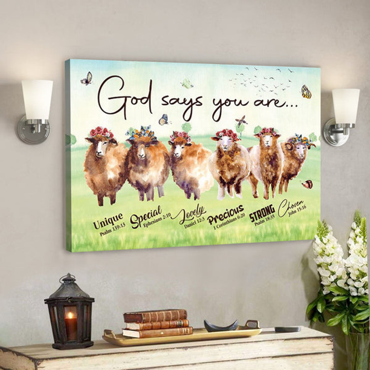 God Canvas - Bible Verse Canvas - God Says You Are Chosen - Lovely Lamb Canvas - Scripture Canvas - Ciaocustom