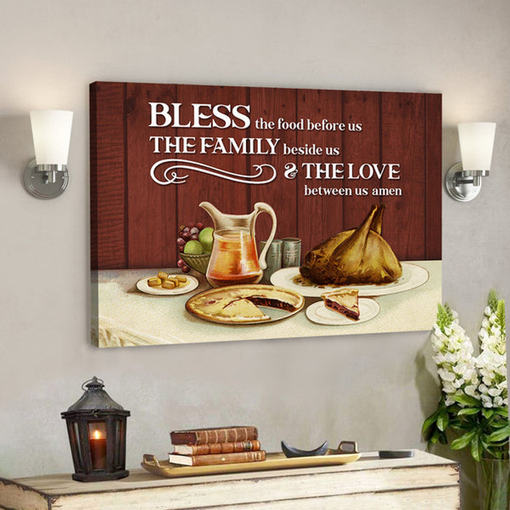Bible Verse Canvas - Bless The Food Before Us Canvas - Thanksgiving Canvas - Scripture Canvas Wall Art - Ciaocustom
