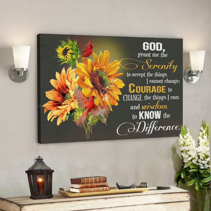 Bible Verse Canvas - Serenity Prayer Sunflower Canvas Wall Art - Scripture Canvas Wall Art - Ciaocustom
