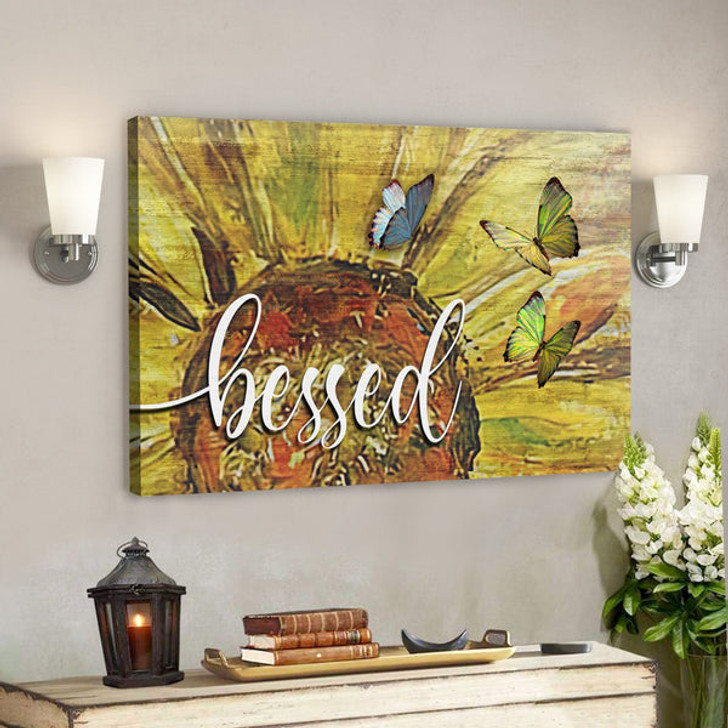 Bible Verse Canvas - Blessed Sunflower Wall Art Canvas - Blessed Wall Art - Scripture Canvas Wall Art - Ciaocustom