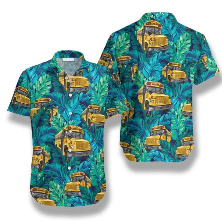 Bus Driver Hawaii shirt, School Bus Pattern Hawaiian shirt, Summer Gift for Driver Dad, Grandpa