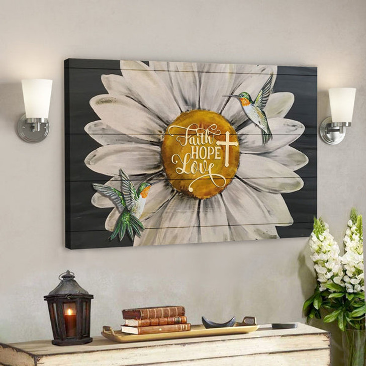 Bible Verse Canvas - Faith Hope Love Hummingbird Sunflower Canvas - Scripture Canvas Wall Art - Ciaocustom
