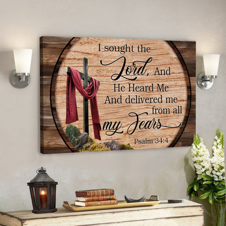 Bible Verse Canvas - Psalm 344 I Sought The Lord And He Heard Me Canvas Art - Scripture Canvas Wall Art - Ciaocustom
