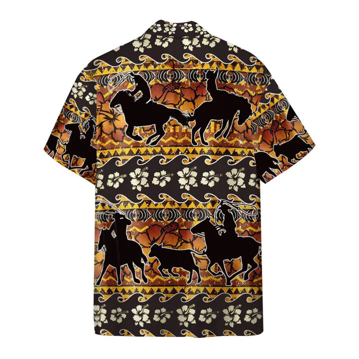 Men's 3D Team Roping Flower Hawaiian Pattern Custom Hawaii Shirt, cosplay Hawaiian Shirt