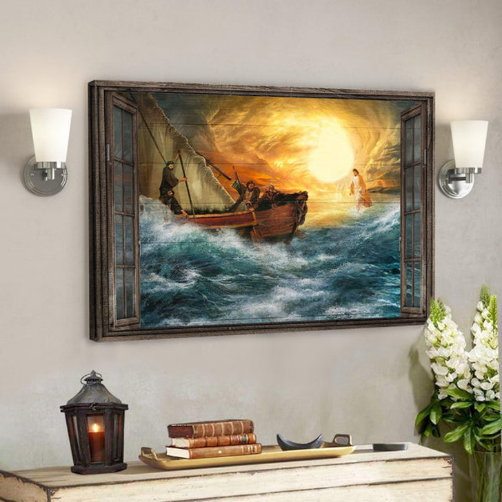Jesus Guides Us Through Storm Canvas Wall Art - Bible Verse Canvas - Scripture Canvas Wall Art - Ciaocustom