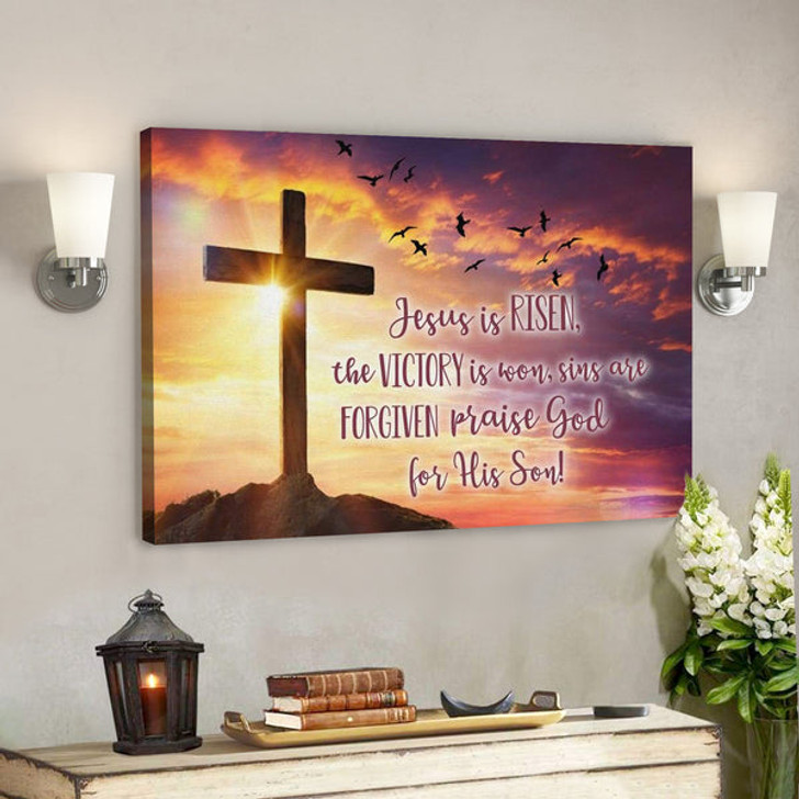 Jesus Is Risen The Victory Is Won Canvas Wall Art - Bible Verse Canvas - Scripture Canvas Wall Art - Ciaocustom