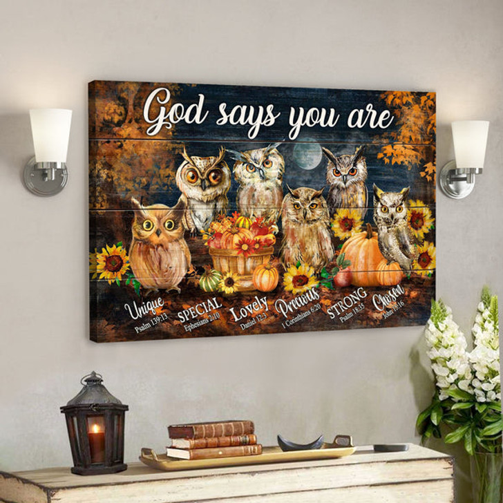 The Owls - God Says You Are Canvas Wall Art - Bible Verse Canvas - Scripture Canvas Wall Art - Ciaocustom