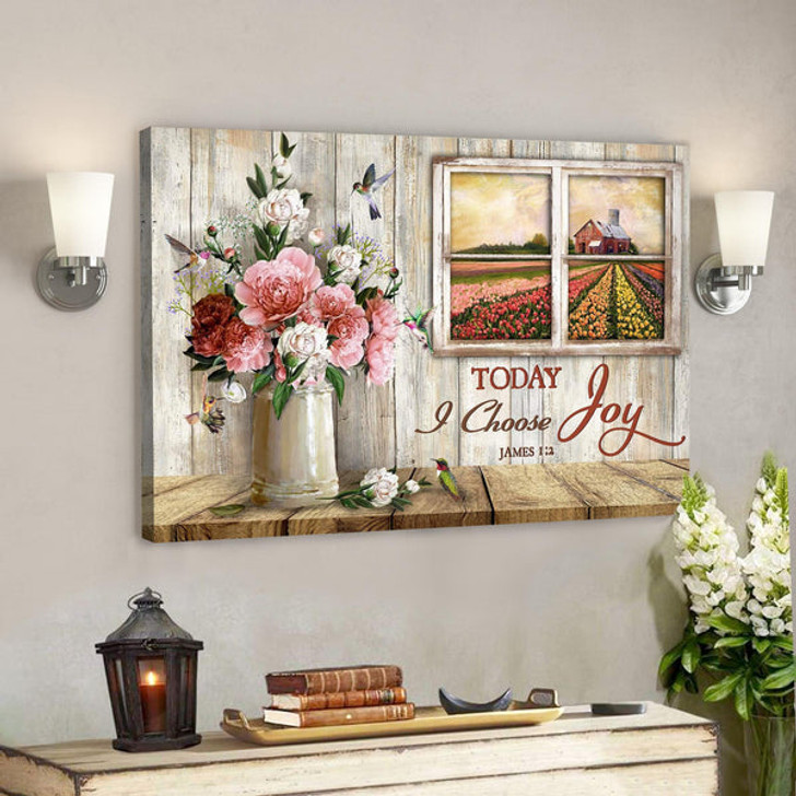 Garden Rose - Today I Choose Joy Canvas Wall Art - Bible Verse Canvas - Scripture Canvas Wall Art - Ciaocustom