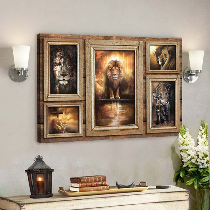Awesome Lions In Picture Frames - Bible Verse Canvas - Scripture Canvas Wall Art - Ciaocustom
