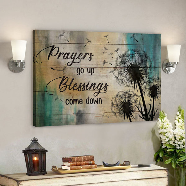Dandelion - Prayers Go Up Blessings Come Down - Bible Verse Canvas - Scripture Canvas Wall Art - Ciaocustom