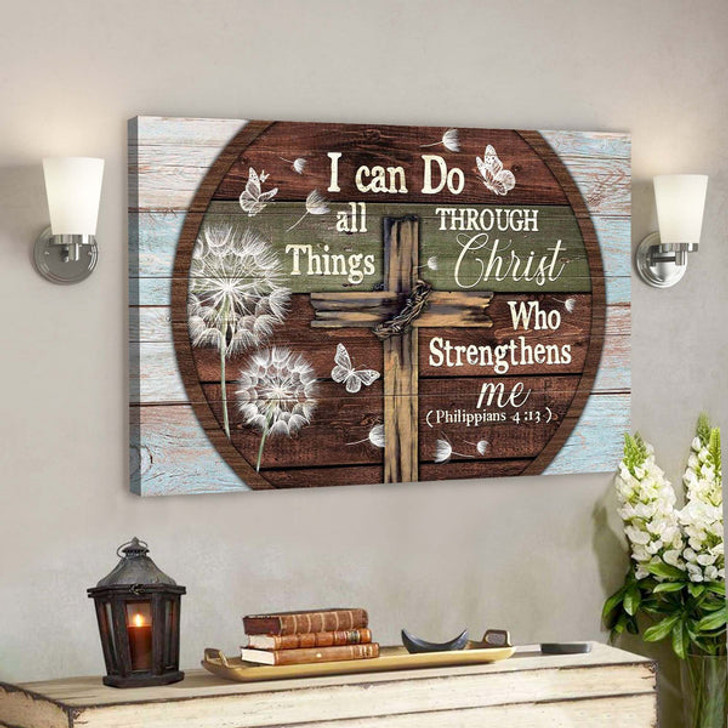 The Cross - I Can Do All Things Through Christ Canvas Wall Art - Bible Verse Canvas - Scripture Canvas Wall Art - Ciaocustom
