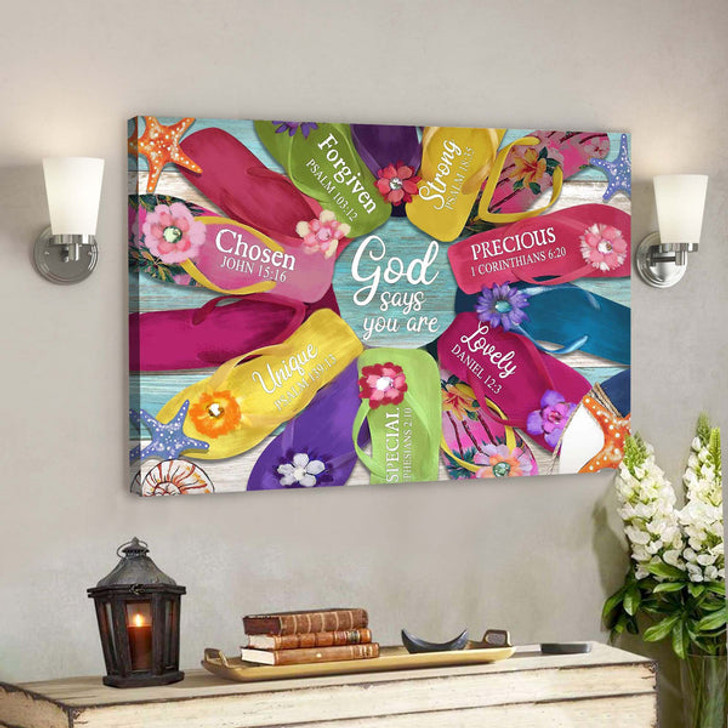 Colorful Summer - God Says You Are Canvas Wall Art - Bible Verse Canvas - Scripture Canvas Wall Art - Ciaocustom