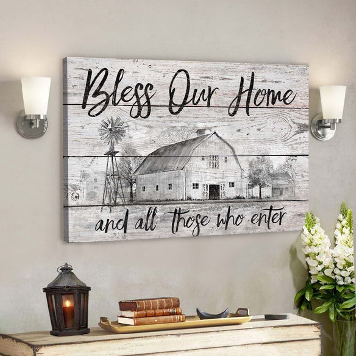 Black Sketch Farm - Bless Our Home Canvas Wall Art - Bible Verse Canvas - Scripture Canvas Wall Art - Ciaocustom