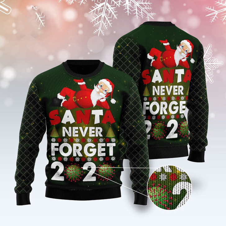 FUNSTUFFPRINT Santa Never Forget Ugly Christmas Sweater, Christmas Sweater, Ugly Sweater, Funny Xmas Sweaters Ugly  Sweater
