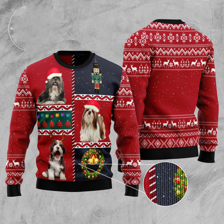 FUNSTUFFPRINT Shih Tzu Vintage Ugly Christmas Sweater, Christmas Sweater, Ugly Sweater, Funny Xmas Sweaters Ugly  Sweater