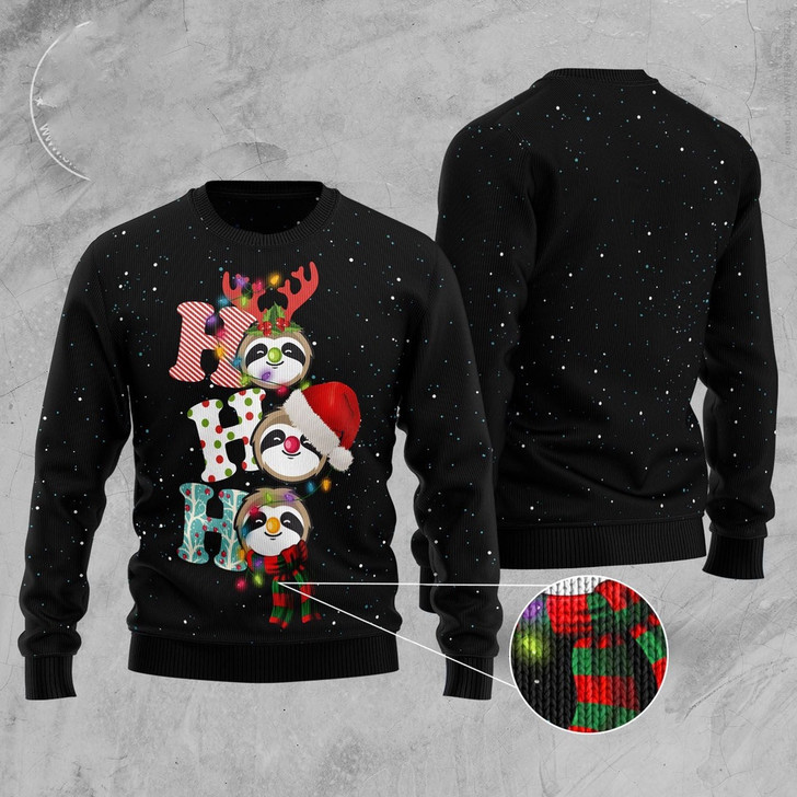 FUNSTUFFPRINT Sloth Ho Ho Ho Ugly Christmas Sweater, Christmas Sweater, Ugly Sweater, Funny Xmas Sweaters Ugly  Sweater