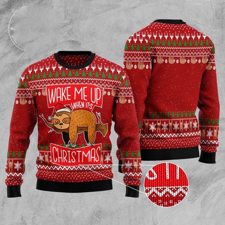 FUNSTUFFPRINT Sloth It’S Christmas Ugly Christmas Sweater, Christmas Sweater, Ugly Sweater, Funny Xmas Sweaters Ugly  Sweater