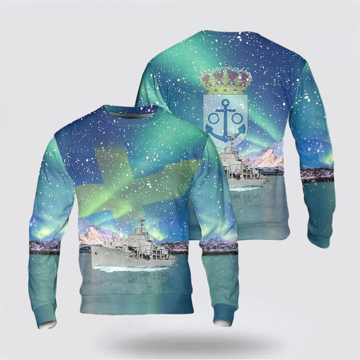 FUNSTUFFPRINT Swedish Navy HMS Alvsnabben (M01) Christmas Sweater 3D – Christmas Gift For Military Personnel Ugly  Sweater