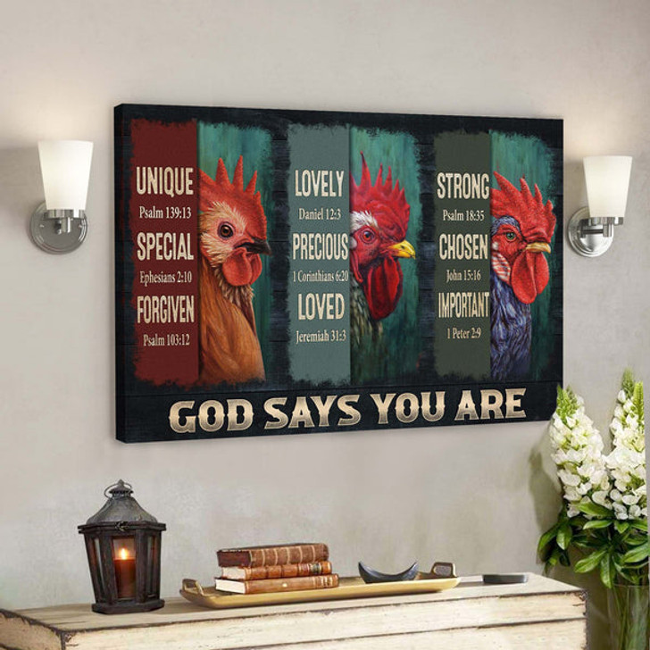 Amazing Chicken - God Says You Are Canvas Wall Art - Bible Verse Canvas - Scripture Canvas Wall Art - Ciaocustom