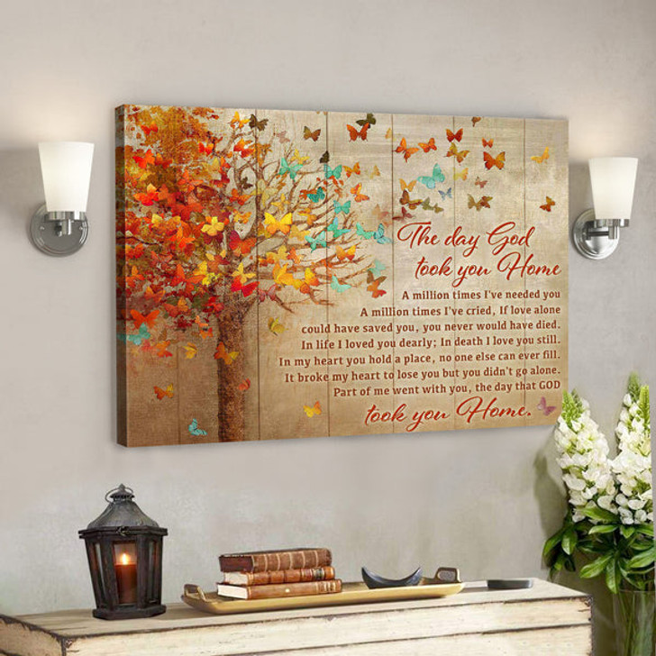 The Day God Took You Home Butterfly Canvas - Bible Verse Canvas - Scripture Canvas Wall Art - Ciaocustom