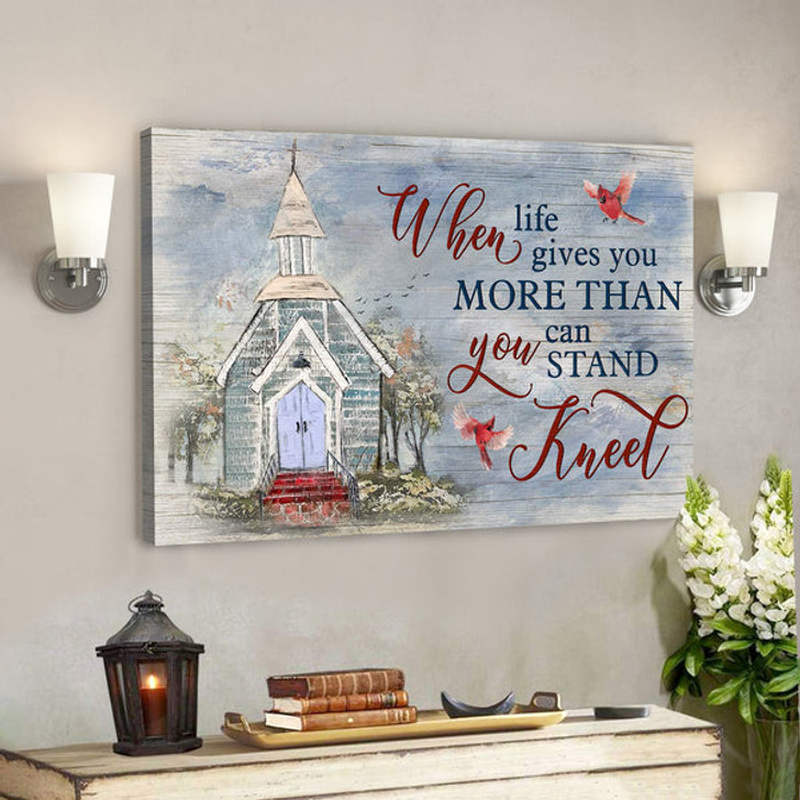 Church With Cardinal Bird - When Life Gives You More Than - Bible Verse Canvas - Scripture Canvas Wall Art - Ciaocustom