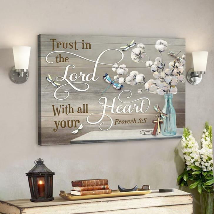 Dragonfly – Trust In The Lord - Bible Verse Canvas - Scripture Canvas Wall Art - Ciaocustom