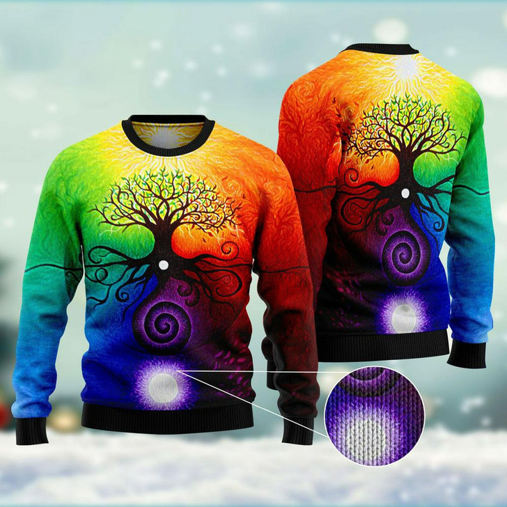 FUNSTUFFPRINT Tree Of Life Ugly Christmas Sweater, Xmas Tree Sweater, Christmas Sweater Ugly  Sweater