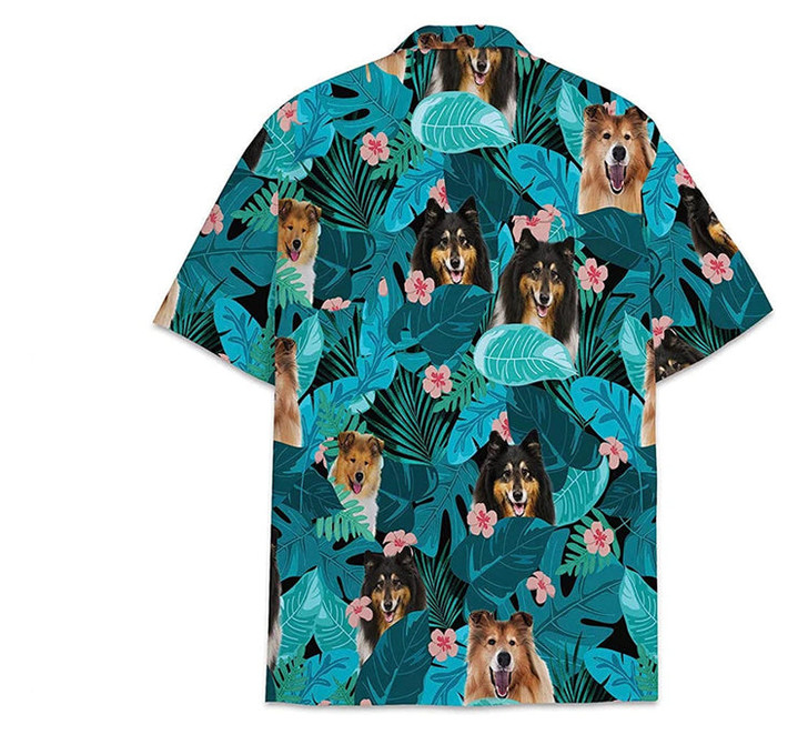 Dog Shetland Sheepdogs Pattern Short Tall Hawaiian Shirt, Button Up Aloha Shirt For Men, Women