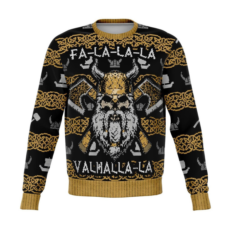FUNSTUFFPRINT Viking Valhalla Christmas Ugly Sweater, Christmas Sweater, Ugly Sweater, Funny Xmas Sweaters Ugly  Sweater