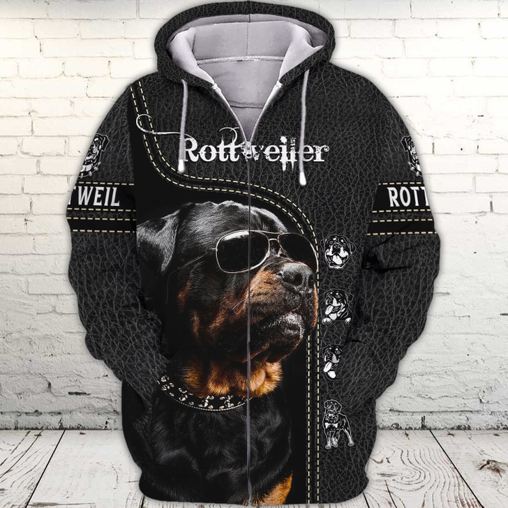 FUNSTUFFPRINT Full Print-N94- Rottweiler    3D Hoodie and Zip Hoodie